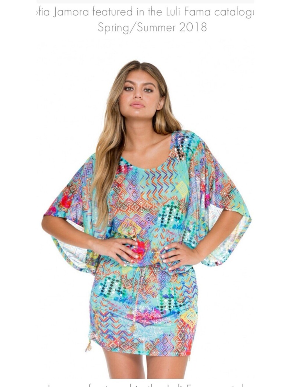 Luli Fama Tornasol caftan dress Multicolor Size XS 100 Nylon Loose fit, Cover Up